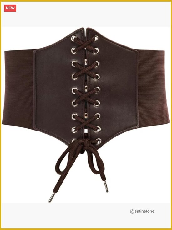 PU Leather Lace-up Cinch Belt Elastic Waist Corset Belt main image 4